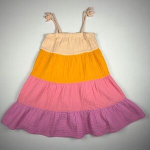 Baby GAP Toddler 4Y Tiered Cotton Sundress Colorblock Summer Dress